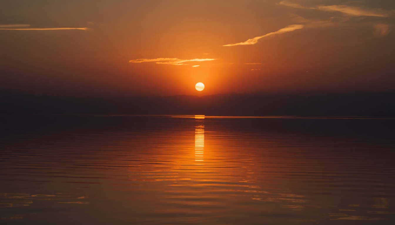 Peaceful moment of reflection at end of day